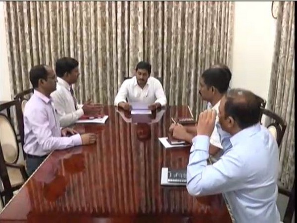 Andhra Pradesh Chief Minister YS Jagan Mohan Reddy reviews availability of essential commodities in view of lockdown in the state. Photo/ANI