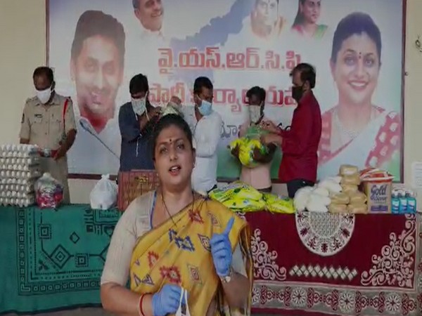 YSRCP MLA RK Roja speaking during an inauguration event in Puttur town. Photo/ANI