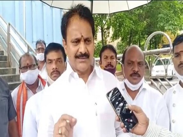 YSRCP Rajya Sabha MP Mopidevi Venkataramana Rao speaking to the reporters on Saturday.