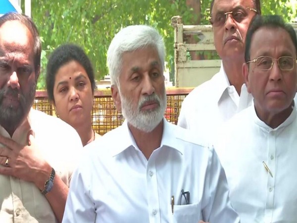 V Vijayasai Reddy, national general secretary, YSR Congress Party speaking to media persons in New Delhi on Saturday. Photo/ANI