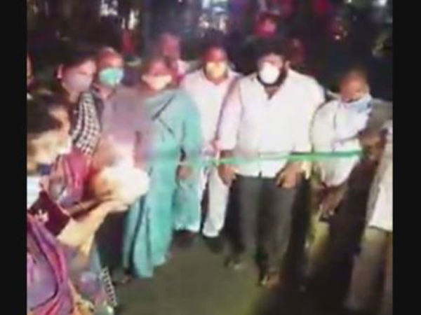 YSR Congress Party leaders welcomes newly introduced ambulances in Rajahmundry city, Andhra Pradesh on Wednesday. (Photo/ANI)