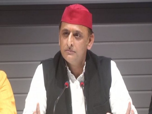 Samajwadi Party chief Akhilesh Yadav at a press conference in Lucknow on Saturday. (Photo/ANI)