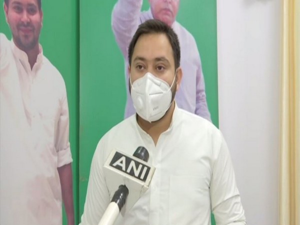 Rashtriya Janata Dal (RJD) leader Tejashwi Yadav speaking to ANI in Patna on Tuesday. Photo/ANI