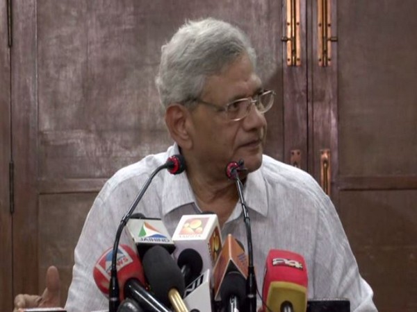 CPI(M) general secretary Sitaram Yechury briefing the media after Polit Bureau meeting. Photo/ANI