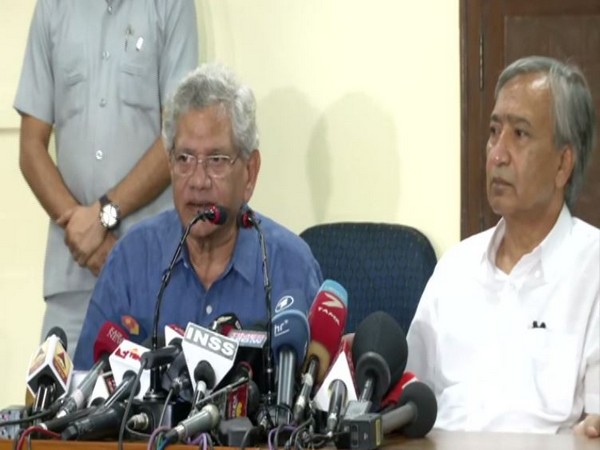 CPI (M) leaders Sitaram Yechury and Yousuf Tarigami at the press conference in New Delhi on Tuesday. Photo/ANI