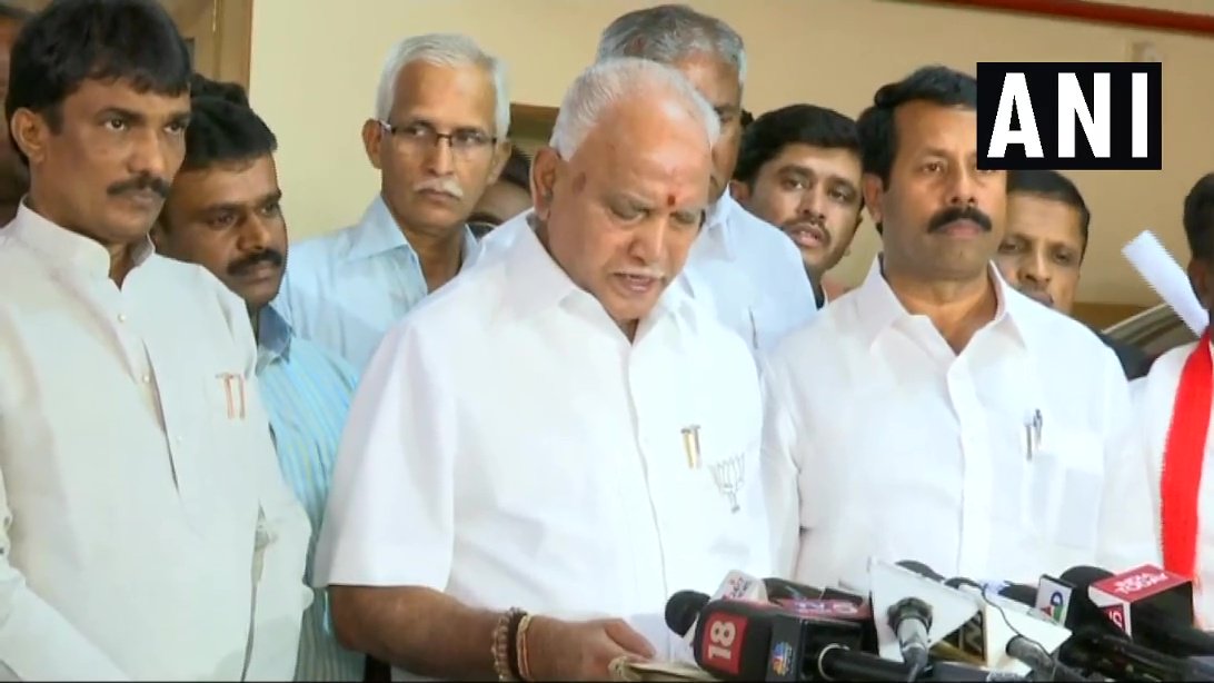 Former Karnataka Chief Minister BS Yeddyurappa speaking to reporters in Bengaluru on Friday.