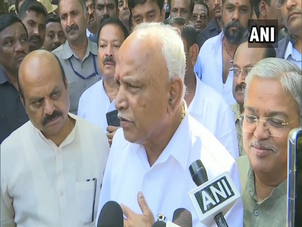 Karnataka Chief Minister BS Yediyurappa speaking to reporters in Bengaluru on Monday. Photo/ANI