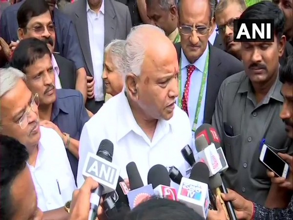 Karnataka Chief Minister B S Yediyurappa speaking to reporters in Bengaluru on Monday.