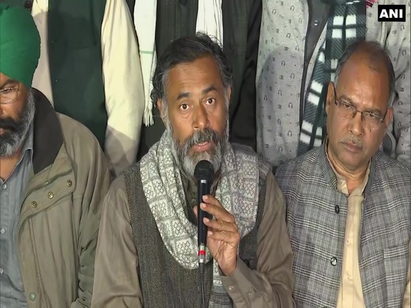 Swaraj India's Yogendra Yadav addressing a press conference on Tuesday.