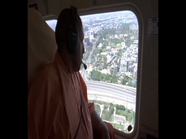 Uttar Pradesh Chief Minister Yogi Adityanath conducts aerial survey