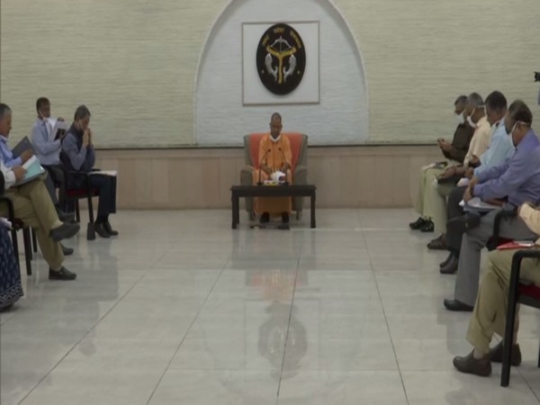 Yogi Adityanath during the review meeting with officials on Sunday. Photo/ANI