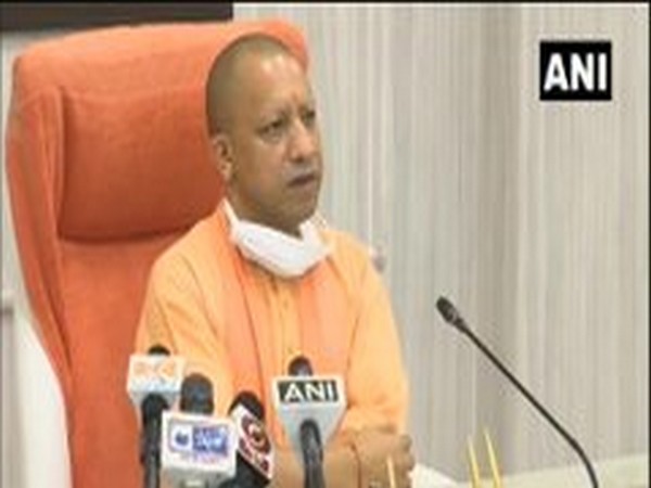 Uttar Pradesh Chief Minister Yogi Adityanath speaking at an event on Thursday (Photo/ANI)