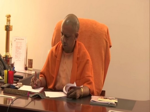 Uttar Pradesh Chief Minister Yogi Adityanath holds a video conference with all the District Magistrates in the state on Thursday. Photo/ANI