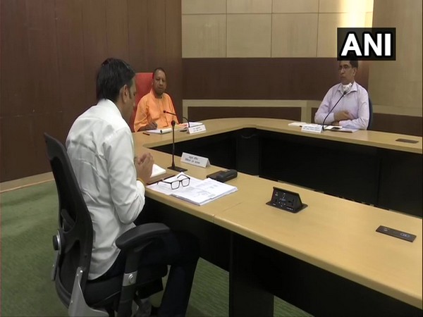 Uttar Pradesh Chief Minister Yogi Adityanath holds meeting with officials on Monday.