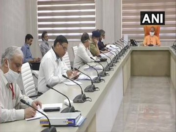 UP Chief Minister Yogi Adityanath during the COVID-19 review meeting with chairpersons of 11 state committees on Thursday.