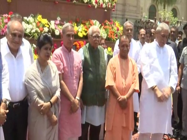Visuals of Chief Minister Yogi Adityanath, Governor Ram Naik and other ministers inside Assembly complex in Lucknow, Uttar Pradesh.