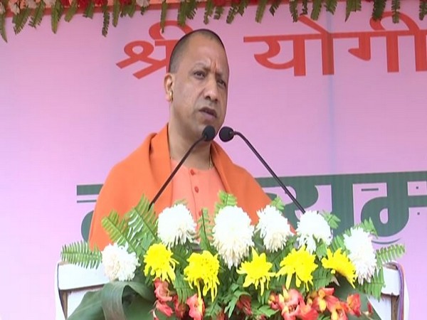 Uttar Pradesh Chief Minister Yogi Adityanath at the inauguration function of 'Chief Minister Arogya Yojana' fair here at Naugad.