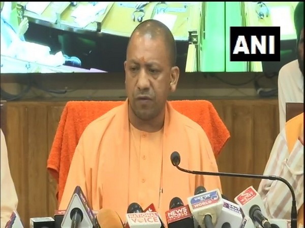 Uttar Pradesh Chief Minister Yogi Adityanath addressing a press conference in Lucknow on Friday.
