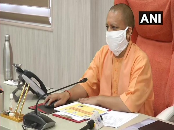 Uttar Pradesh Chief Minister Yogi Adityanath during the video conference with districts officials on Tuesday. (Photo/ANI)