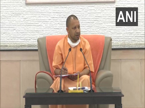 Uttar Pradesh Chief Minister Yogi Adityanath holds a meeting with chairpersons of 11 committees of the state in Lucknow over the COVID-19 situation.