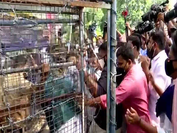 A visual from the protest march in Thiruvananthapuram on Thursday. Photo/ANI