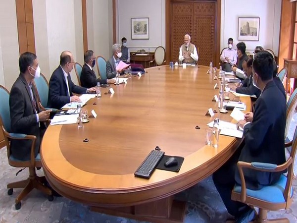 PM Modi chairing meeting on Ukraine in New Delhi. (Photo/ANI)
