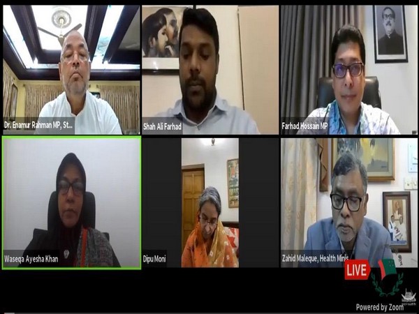 Speakers of Awami League interacting during a webinar session on 'Encountering Coronavirus situation in Bangladesh under the leadership of the premier Sheikh Hasina'. (Photo/ANI)