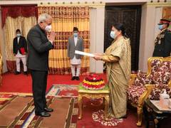 
      
      India's new envoy presents credentials to Nepal President
      
      