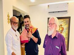 
      
      R. Madhavan seeks Rajinikanth's blessing, touches his feet
      
      