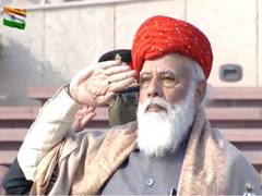 
      
      PM Modi sports special Jamnagar Paghdi on 72nd Republic Day
      
      