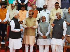
      
      72 retiring Rajya Sabha MPs pose for farewell group photo
      
      