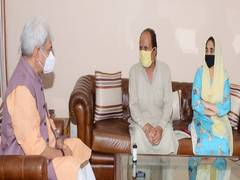 
      
      LG Manoj Sinha meets family of J-K Sarpanch killed by militants
      
      
