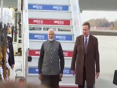 
      
      PM Narendra Modi lands in Kazan to attend 16th BRICS Summit
      
      
