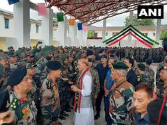 
      
      Rajnath Singh meets with Assam Rifles Jawans in Manipur
      
      