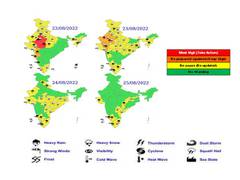 
      
      Madhya Pradesh: IMD issues Red alert for heavy rainfall 
      
      