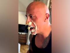 
      
      Dwayne Johnson gets 'peanut butter smash' from his daughter
      
      