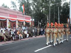 
      
      J-K: Traditional parade held at Suchetgarh in Wagah style
      
      