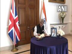 
      
      Jaishankar signs the condolence book for Queen Elizabeth II...
      
      