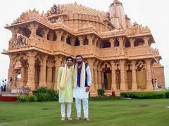 
      
      Ayan Mukerji poses with Ranbir Kapoor at Somnath Temple
      
      
