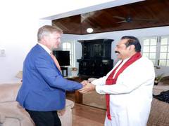 
      
      Erik Solheim meets former Sri Lanka PM Mahinda in Colombo
      
      
