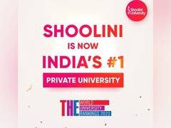 
      
      Shoolini University ranked No.1 private university in India
      
      