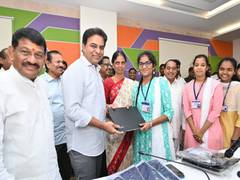 
      
      KTR distributes laptops to IIIT Basara students
      
      