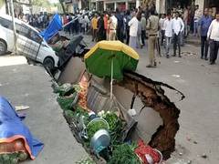 
      
      Road caves in Hyderabad, no injuries reported, investigation on 
      
      