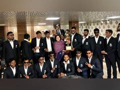 
      
      Union Minister Meenakashi Lekhi felicitates Blind Cricket World champions
      
      