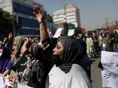 
      
      Women hold protest against Taliban over ban on higher education
      
      