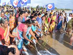 
      
      Fishermen perform pooja to 'Gangamma' to express gratitude
      
      