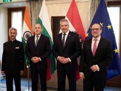 
      
      Jaishankar meets Bulgarian President, Austrian Chancellor 
      
      