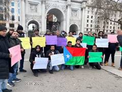 
      
      Baloch activists holds protest in London against Pakistani police
      
      