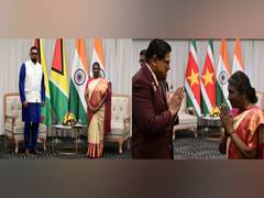 
      
      President Murmu meets counterparts from Suriname, Guyana
      
      