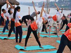 
      
      G20 delegates attend yoga session in Kerala
      
      